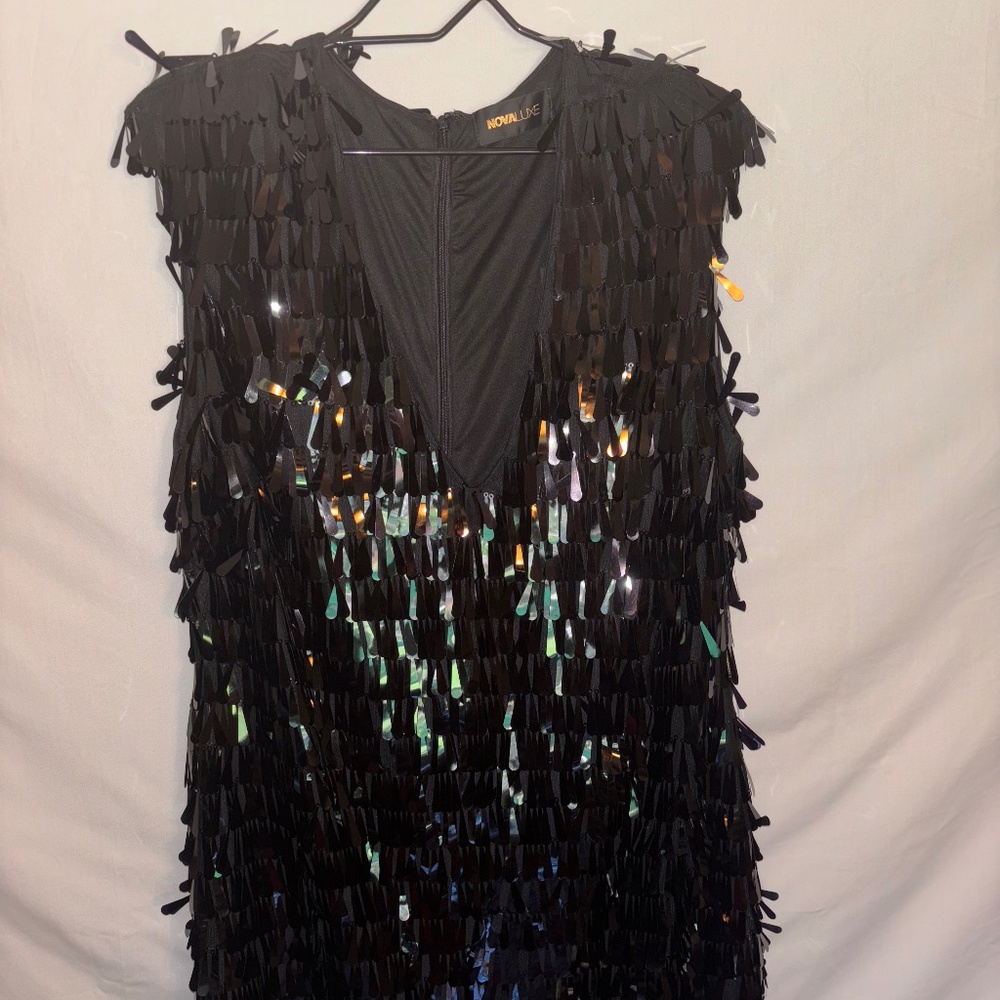 Paillette black sequin dress